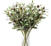 MISNODE 5 PCS Artificial Olive Branches, Faux Olive Leaf Stems with Olive Fruits, Fake Plants Tall Greenery Stem, Olive Tree Branches, Fake Olive Tree Branches, Faux Olive Leaves