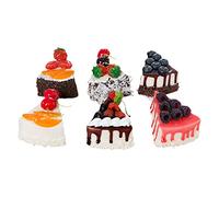 MISNODE 6 Pcs Fake Cake For Display, Faux Slice Cake Artificial Slice Fruit Cake, Fake Food Bakery Shop Cake Display Model Party Decoration