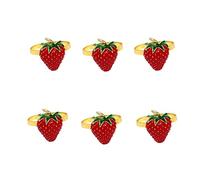 MISNODE 6 Pcs Strawberry Napkin Rings, Metal Summer Fruit Napkin Ring Holder, Red Fruit Meal Buckle for Dinner Party Banquet Christmas