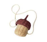 MISNODE Acorn Shaped Bag - Rattan Hand Woven Crossbody Basket, Pine Cone Shape, Portable Picnic Basket (NO-Frills)