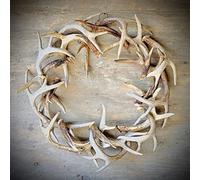 MISNODE Artificial Antler Wreath, 7.8 Handmade Rustic Farmhouse Antlers Wreath Staghorn Garland, Window Front Door Wall Hanging Gift Xmas Decor, White
