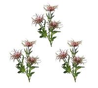MISNODE Artificial Thistle Flowers Bouquets, 3 Packs Faux Plant Spray Eryngium Foetidum Branches, Fake Long Stems Sea Holly Thorn Celery Flower Bunch, Pink