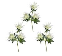 MISNODE Artificial Thistle Flowers Bouquets, 3 Packs Faux Plant Spray Eryngium Foetidum Branches, Fake Long Stems Sea Holly Thorn Celery Flower Bunch, White