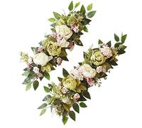 MISNODE Artificial Wedding Arch Flowers Set of 2, Artificial Flower Swag Floral Swag Dusty Wedding Decor, Rustic Artificial Eucalyptus Greenery Floral Swag, Green