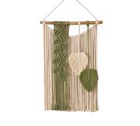 MISNODE Boho Macrame Tassel Wall Decoration, Woven Wall Hanging, Wall Tapestry Chic Art, Exquisite Craft Leaf Theme Chic Boho Home Decor for Office Home Bedroom Living Room decor(Green)