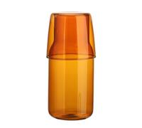 MISNODE Brown Retro Glass Carafe Jug with Tumbler, 29cm x 29cm, Shatter Resistant, 430g