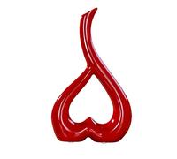 MISNODE Ceramic Heart-Shaped Flower Vase, 10.2x 5.9in Ceramic Vase Flower Receptacle, Modern Art Vase Adornment for Home Living Room Bedroom Decor, Red