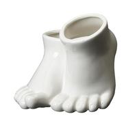 MISNODE Ceramic Planter Pot, Cute Body Pot, Human Feet Shape Flower Pot, Innovative Succulent Pots, Foot Statue Bonsai Container, Modern Art Planter for Office Home Centrepiece(White)