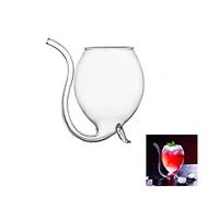 MISNODE Creative Vampire Wine Glass Set of 4, 300ml/10oz Transparent Vampire Glass with Built-in Straw, Cool Cocktail Glasses for Home Bar Party Club Gift