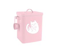 MISNODE Dog and Cat Food Storage Container, Pet Food Bucket with Lid and Handle, Cat Food Bin Treat Jar, Sealed Moisture-proof Storage Box Barrels, Pink