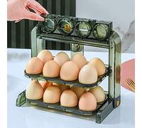 MISNODE Egg Container for Refrigerator, 2 Pcs Egg Storage Holder for Fridge, 3 Layer Egg Storage Box, Chicken Egg Storage Organizer Bin Egg Tray, Green