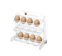 MISNODE Egg Container for Refrigerator, 2 Pcs Egg Storage Holder for Fridge, 3 Layer Egg Storage Box, Chicken Egg Storage Organizer Bin Egg Tray, Clear