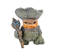 MISNODE Garden Gnomes Statue, Mushroom Head Resins Goblin Statue with Wand, Fairy Tale Mushroom Monster Troll Statue, Outdoor Mushroom Monster Garden Guardian Statue Decorations
