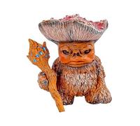 MISNODE Garden Gnomes Statue, Mushroom Head Resins Goblin Statue with Wand, Fairy Tale Mushroom Monster Troll Statue, Outdoor Mushroom Monster Garden Guardian Statue Decorations