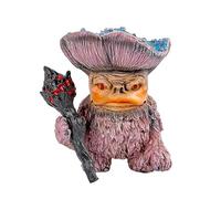 MISNODE Garden Gnomes Statue, Mushroom Head Resins Goblin Statue with Wand, Fairy Tale Mushroom Monster Troll Statue, Outdoor Mushroom Monster Garden Guardian Statue Decorations
