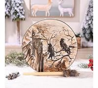 MISNODE Handmade Shamanic Drum with Wand, 9.8 Inch Shaman Alchemy Moon Drum, Siberian Spirit Music Symbol, Old and Raven