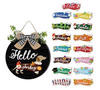 MISNODE Interchangeable Welcome Sign, 16Pcs Replaceable Plaque, Dachshund Wooden Door Hanger Ornaments Dog Seasonal Hanging Sign Holiday Wooden Ornaments for Door Wall Window Outdoor Indoor(Black)