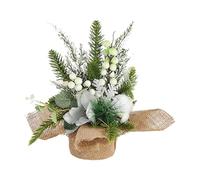 MISNODE Mini Christmas Tree, 11.81in Artificial Christmas Tree with Linen Base for Home Decor, Artificial Small Tabletop Xmas Tree, Ideal for Desktop Display in Holiday (B)