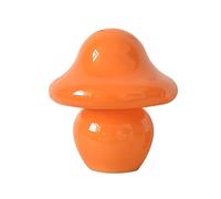 MISNODE Mushroom Lamp, Glass Mushroom Bedside Table Night Lamps, Translucent Murano Vintage Striped Small Nightstand Desklamp Swirl Light, Orange