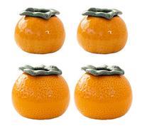 MISNODE Orange Shape Decorative Vase, Ceramic Orange Vase Fruit Orange Flower Arrangement Round Vase Unique Vase for Home Living Room Office Kitchen Decor(2Pcs S+2Pcs M)