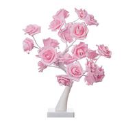 MISNODE Pink LED Multicolor Rose Lamp Tree, Light Up Rose Flowers Petal Tree Lamp Colorful Tabletop Artificial Flower Bonsai Tree LED Table Lights with Control