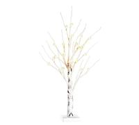 MISNODE Pre Lit White Birch Tree, Tabletop Tree Decoration LED Night Light with Warm Fairy Lights, Gypsophila Lighted Tree for Christmas Decor, 23.6 in