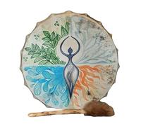 MISNODE Shaman Drum,10 Inch Tree Of Life Decoration Design Hand Drum With Drum Stick, Instrumental Shaman Alchemy Moon Drum, Sound Healer Shaman Drum