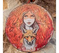MISNODE Shaman Drum, 9.8 Beauty and the Wolf Handmade Shamanic Drum, 8 Tune Spirit Sound Healing Frame Drum with Drumstick, Soul Gift for Music Lovers