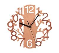 MISNODE Wag-on-the-wall Birdie Wall Clock, Double Three-dimensional 22 * 22cm Wooden Mute Bird Clocks, Silent Wooden Grain Hanging Clocks Tree Home Ornament