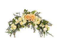 MISNODE Wedding Arch Flowers, 17.7 Inch Yellow Rose Decorative Floral Swags, Artificial Gypsophila Leaves Flower, Artificial Floral Swag For Lintel