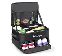 Misoda Golf Trunk Organizer with Shoe Storage, 2-Pair Capacity, Multi-Compartment Car Storage Box for Golf Gear and Accessories, Black