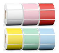 Misofuki 2.25x1.25 1000 Labels Rectangular 6 Colors Direct Thermal Stickers Labels Roll Compatible with Zebra, Rollo, MUNBYN, Self-Adhesive Direct Thermal Labels