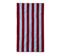 Misona Extra Large Organic Cotton Striped Beach Towel - Burgundy & Sky Blue Stripe