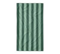 Misona Large Organic Cotton Beach Towel - GOTS-Certified, Extra-Large 90 x 180 cm, Plush Dual-Sided Velour & Terry, Striped Summer Towel for Beach, Pool & Travel (Pine & Sage Green)