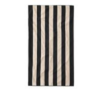 Misona Large Organic Cotton Beach Towel - GOTS-Certified, Extra-Large 90 x 180 cm, Plush Dual-Sided Velour & Terry, Striped Summer Towel for Beach, Pool & Travel (Black & Natural Stripe)