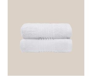 Misona Pack of 2 Bamboo Hand Towels 50 x 90cm - Ultra Soft, Super Absorbent, Quick Dry, Zero Twist Bathroom Towels, Plush 580GSM (White)