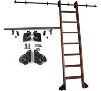 Misorat Rolling Ladder Hardware Library Sliding Ladder Hardware Kit 3.3ft-20ft Round Track/Rail(No Ladder) Mobile Ladder Track, with Floor Roller Wheels,400cm Track kit
