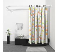 Misounda Shower Curtain Rail Rod L Shape, Adjustable Shower Curtain Rail 75x115 cm, Stainless Steel Curved Shower Rail,Shower Pole with Stainless Rings for Bathroom Locker Room,Need Drilling