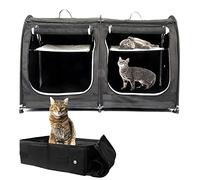 Mispace Portable 2 Pet Carriers for Cats Collapsible Cat Condo for Car Travel Pet Kennel Show Cages with Portable Carry Bag Hammocks Mats and Litter Box