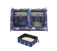 Mispace Portable Twin Compartment Show House Cat Cage/Condo - Easy to Fold & Carry Kennel - Comfy Puppy Home & Dog Travel Crate with Portable Carry Bag/Two Hammocks/Mats and Collapsible Litter Box