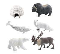 misppro 6Pcs North Pole Animal Model Playset - Realistic Arctic Animal Figures with Igloo for Diorama, Classroom, Collectibles