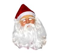 misppro Christmas Latex Mask with Hat Lifelike Santa Claus Cosplay Props Realistic Headgear for Holiday Party Costume Grandpa A