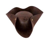 misppro Halloween Pirate Tricorn Hat PU Leather Headgear for Festival Performance Costume Accessory