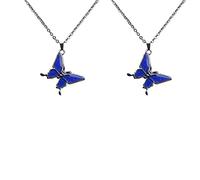 misppro Love Charm Necklace with Color Changing Mood Stone and Butterfly Design, Stainless Steel Emotion Pendant Jewelry- 2*butterfly as described