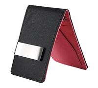 misppro Minimalist Two-tone Color Mens Leather Money Clip Slim Wallets, Red, 1, 0