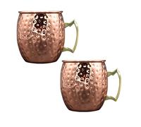 misppro Moscow Mule Mug Marble Moscow Mule Double Walled Copper Mugs Cup Set of 2,100% Pure Solid Copper Cups with Brass Handles Finish