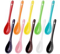 Mispudin 10 Color Ceramic Spoons, 4.8 inch Small Porcelain Egg Spoons Set, Mini Teaspoons Coloured for Coffee, Yogurt, Tea, Espresso, Dessert, Jam and Milky