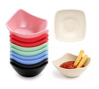 Mispudin 12 Pcs Mini Dipping Bowls, 100ml Unbreakable Soy Sauce Dish, Stackable Small Plastic Bowls for Dips, Condiments, Ketchup, Sushi, Snack, BBQ, Party, Dishwasher & Microwave Safe - Multicolor