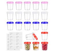 Mispudin 20Pcs Small Food Containers With Lids, 120ml 4oz Snack Pots with Lids & Date Stickers, Reusable Leakproof Airtight Small Plastic Containers for Food, Meal Prep, Sauce, Snack, Deli