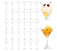 Mispudin 30Pcs Multi-use Plastic Martini Glasses 150ml, Plastic Cocktail Glasses Reusable with Adjustable Stem, Clear Mocktail Cups for Party, Wedding, Birthday, Christmas, Anniversary